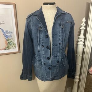 BCBGeneration Double Breasted Denim Jacket. Great for Layering this Fall!
